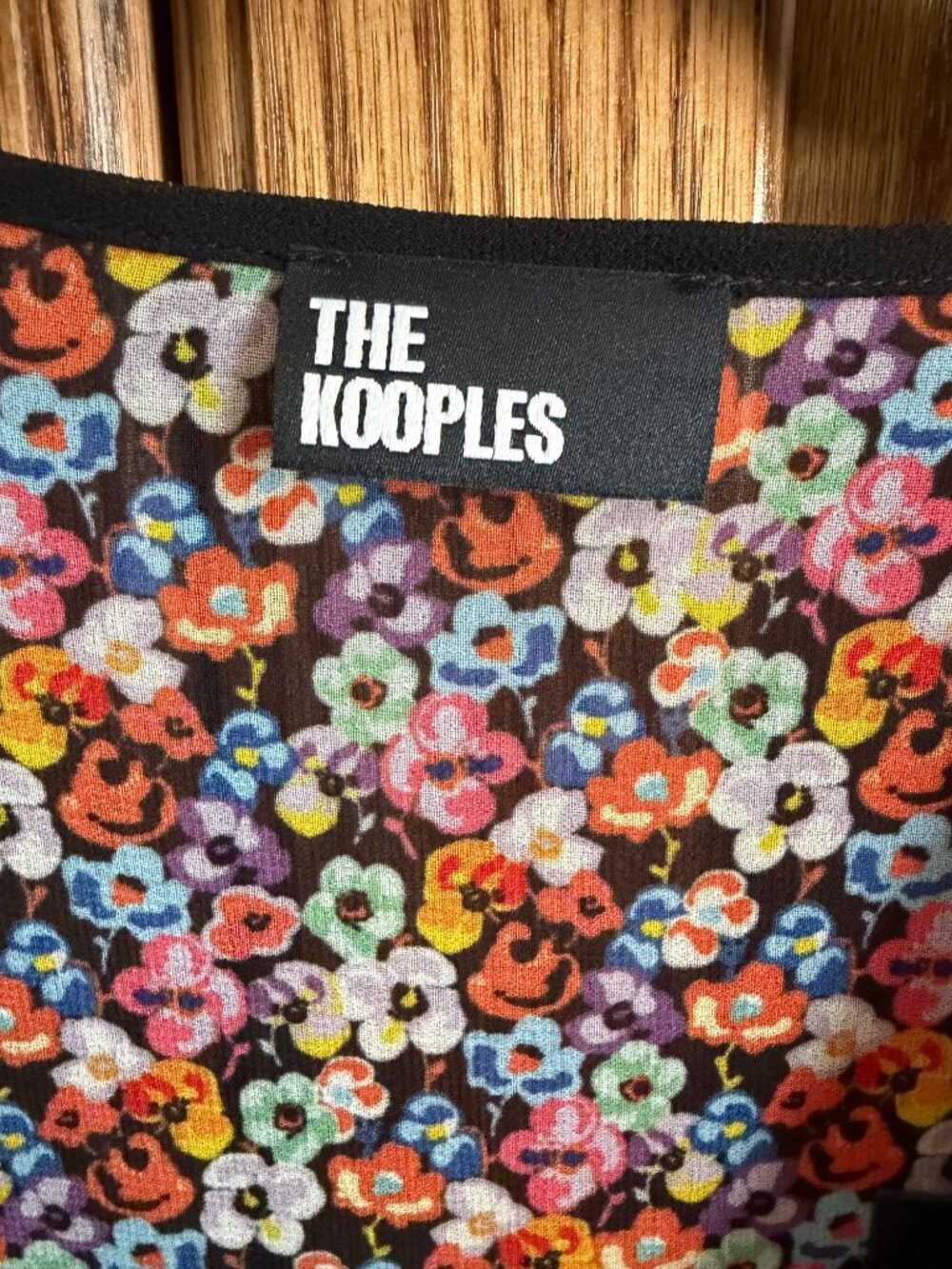 The Kooples Floral Long-Sleeve V-Neck Mini Dress Black Multicolor Size 1 - Picture 3 of 8